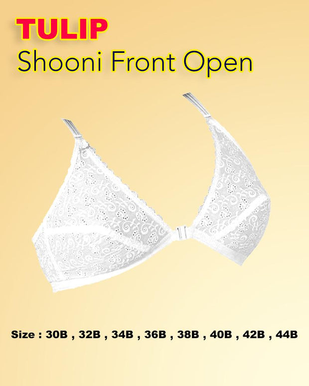 Shooni Front Open Bra - Tulip Bra - Embroidered Bra - Non Padded Non Wired