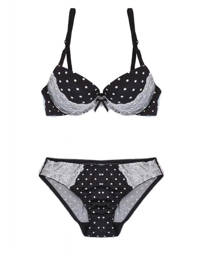 Victoria's Secret - Pushup Bra Panty Sets - Polka Dotted Lace Double Padded Bra