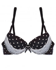 Victoria's Secret - Black Polka Dotted Single Padded Pushup Bra And Panty Set