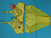 Copy of Laleli Net Bra Panty Set 2020 Yellow BRIDAL BRA PANTY SETS - NON PADDED NON WIRED BRA PANTY SET