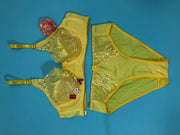 Copy of Laleli Net Bra Panty Set 2020 Yellow BRIDAL BRA PANTY SETS - NON PADDED NON WIRED BRA PANTY SET