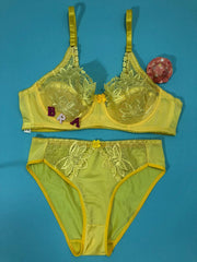 Copy of Laleli Net Bra Panty Set 2020 Yellow BRIDAL BRA PANTY SETS - NON PADDED NON WIRED BRA PANTY SET