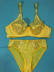 Copy of Laleli Net Bra Panty Set 2020 Yellow BRIDAL BRA PANTY SETS - NON PADDED NON WIRED BRA PANTY SET