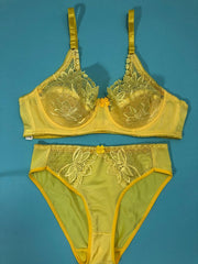 Copy of Laleli Net Bra Panty Set 2020 Yellow BRIDAL BRA PANTY SETS - NON PADDED NON WIRED BRA PANTY SET