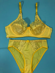 Copy of Laleli Net Bra Panty Set 2020 Yellow BRIDAL BRA PANTY SETS - NON PADDED NON WIRED BRA PANTY SET