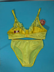 Copy of Laleli Net Bra Panty Set 2020 Yellow BRIDAL BRA PANTY SETS - NON PADDED NON WIRED BRA PANTY SET