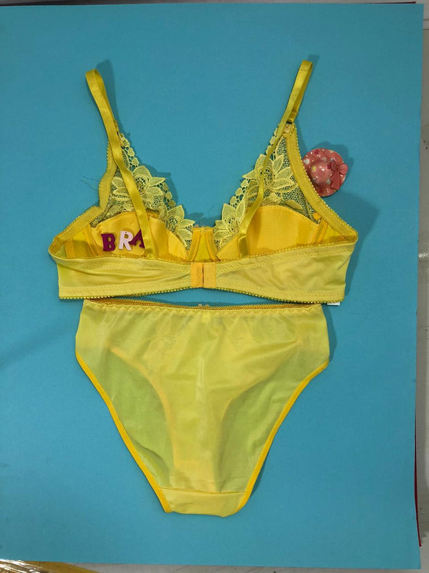 Yellow Bridal Bra Panty Sets - Non Padded Underwired Bra Panty Set 2022