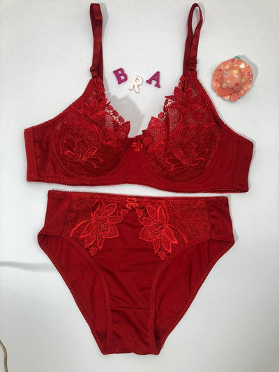 Laleli Net Bra Panty Set 2020 RED BRIDAL BRA PANTY SETS - NON PADDED NON WIRED BRA PANTY SET