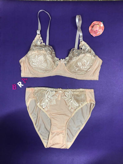 Copy of Laleli Net Bra Panty Set 2020 Skin BRIDAL BRA PANTY SETS - NON PADDED NON WIRED BRA PANTY SET