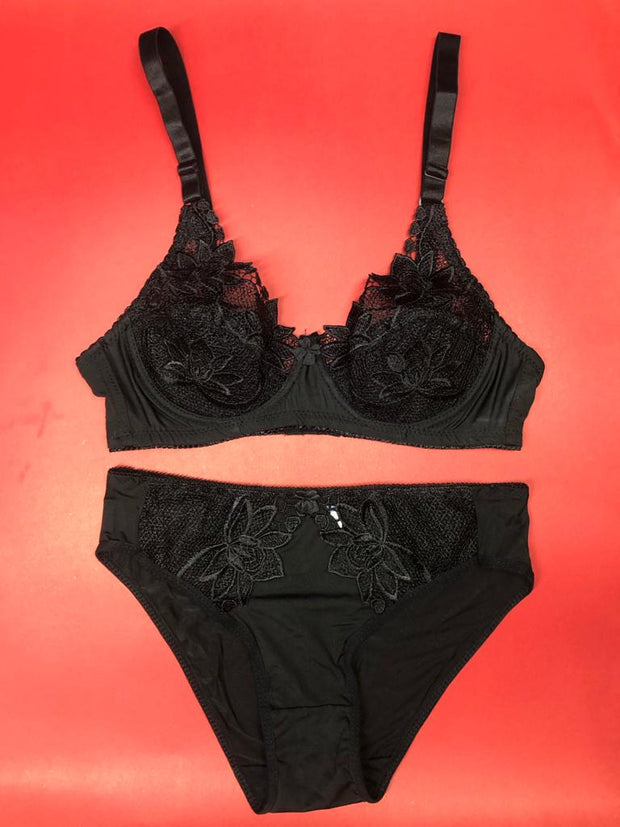 Black Bridal Bra Panty Sets - Non Padded Underwired Bra Panty Set 2020