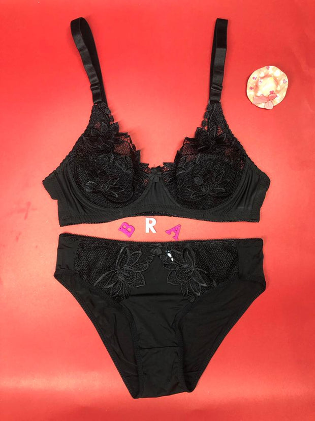 Black Bridal Bra Panty Sets - Non Padded Underwired Bra Panty Set 2020