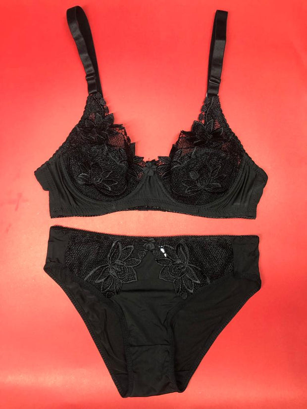 Black Bridal Bra Panty Sets - Non Padded Underwired Bra Panty Set 2020