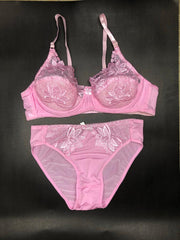 Pink Bridal Bra Panty Sets - Non Psdded Underwired Bra Panty Set 2020
