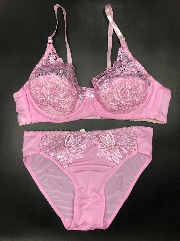 Copy of Laleli Net Bra Panty Set 2020 Pink BRIDAL BRA PANTY SETS - NON PADDED NON WIRED BRA PANTY SET