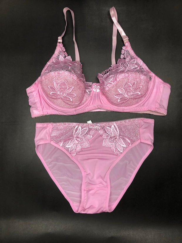 Copy of Laleli Net Bra Panty Set 2020 Pink BRIDAL BRA PANTY SETS - NON PADDED NON WIRED BRA PANTY SET