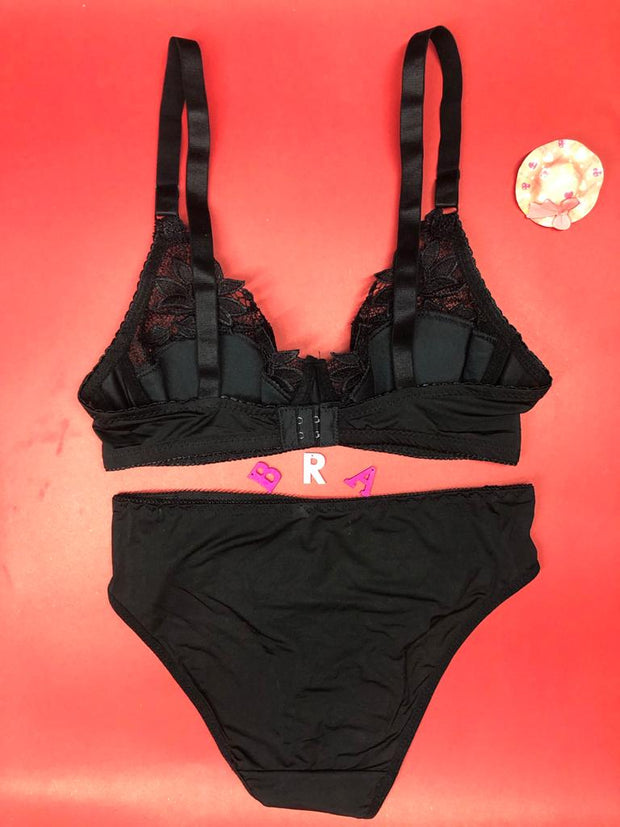 Black Bridal Bra Panty Sets - Non Padded Underwired Bra Panty Set 2020