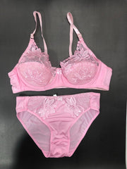 Copy of Laleli Net Bra Panty Set 2020 Pink BRIDAL BRA PANTY SETS - NON PADDED NON WIRED BRA PANTY SET