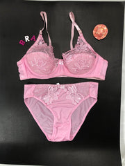 Copy of Laleli Net Bra Panty Set 2020 Pink BRIDAL BRA PANTY SETS - NON PADDED NON WIRED BRA PANTY SET