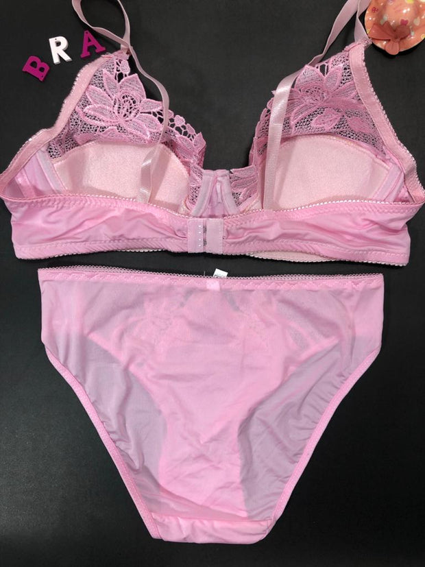 Pink Bridal Bra Panty Sets - Non Psdded Underwired Bra Panty Set 2020