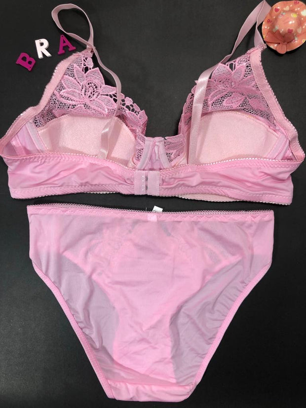 Pink Bridal Bra Panty Sets - Non Psdded Underwired Bra Panty Set 2020