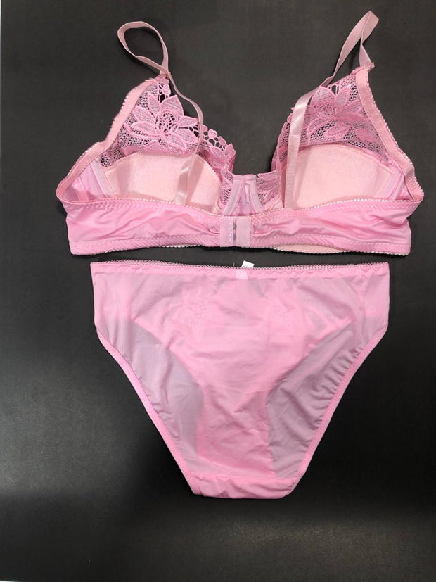 Pink Bridal Bra Panty Sets - Non Padded Underwired Bra Panty Set