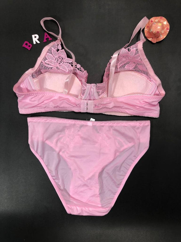 Pink Bridal Bra Panty Sets - Non Psdded Underwired Bra Panty Set 2020