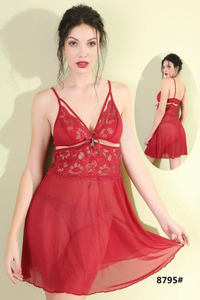 Sunny Short Romantic  Nighty For Women - 8795