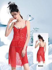 Pack Of 2 See Through Short Nighty  - Red & Blue