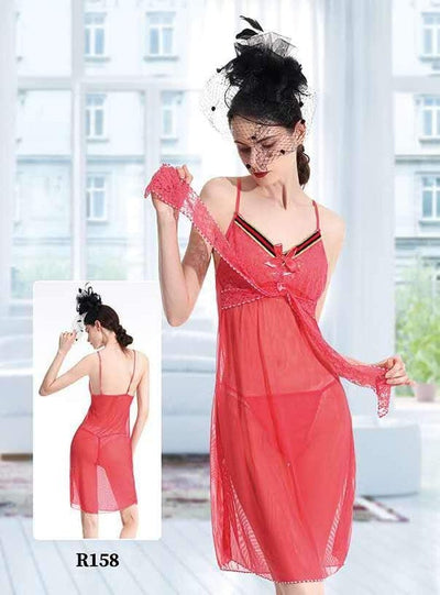 Red Plain Ladies Net Night Dress at Rs 150/piece in Meerut | ID: 20633930933