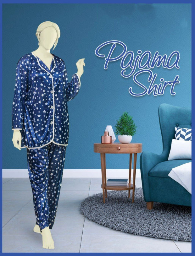 Star Printed 2 Pcs Pajama Shirt Nightdress - JE-2200