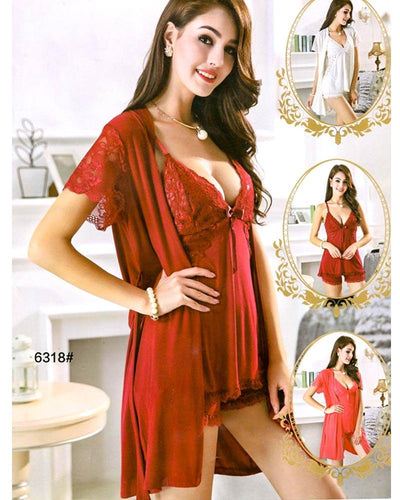 3 Pcs Sexy Short Nighty - 6318