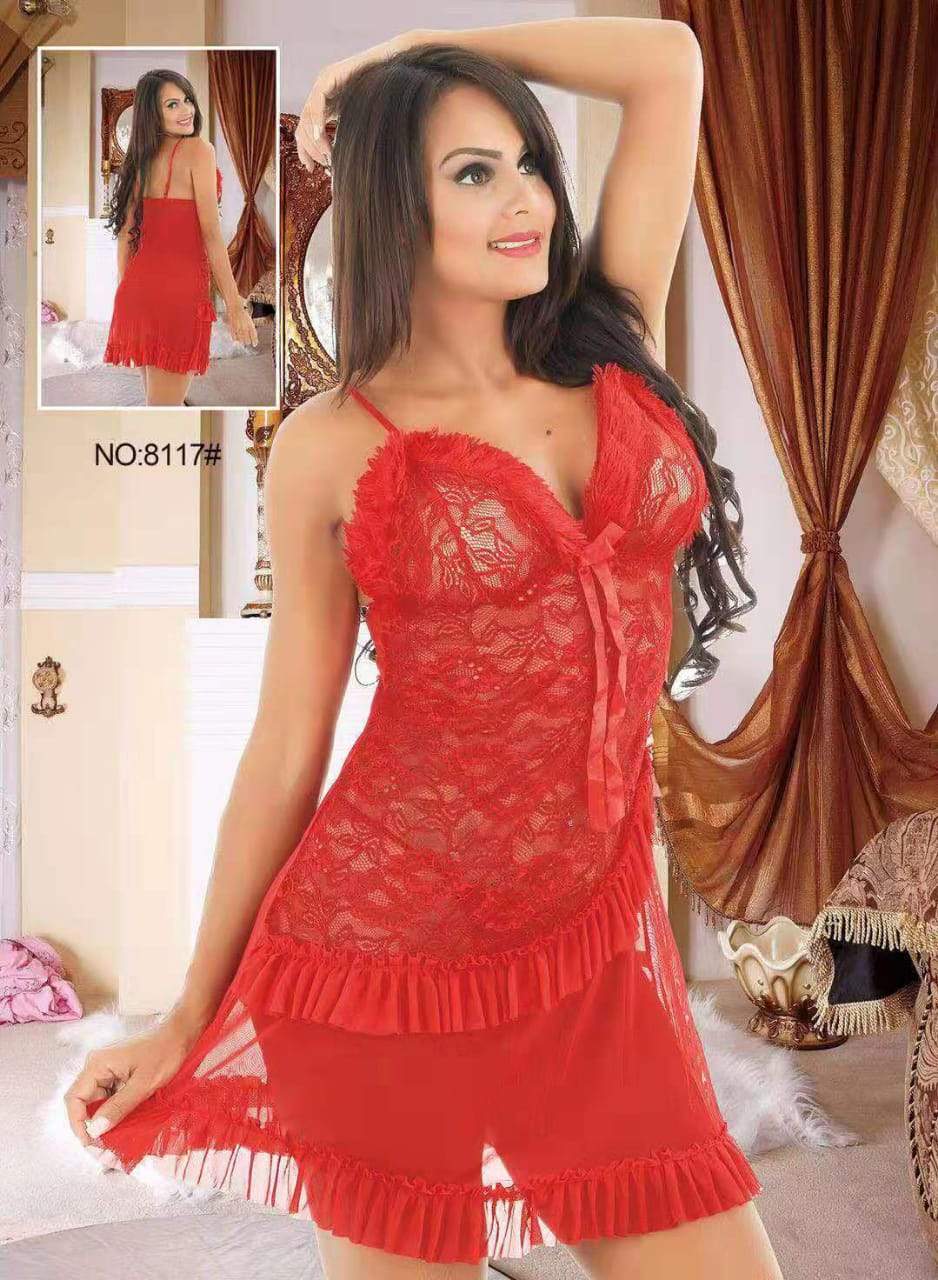 Bridal Sexy Cotton Net Short Nighty Women
