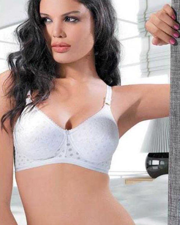 White Dotted Padded Bra - 1576 - Bodycare - White