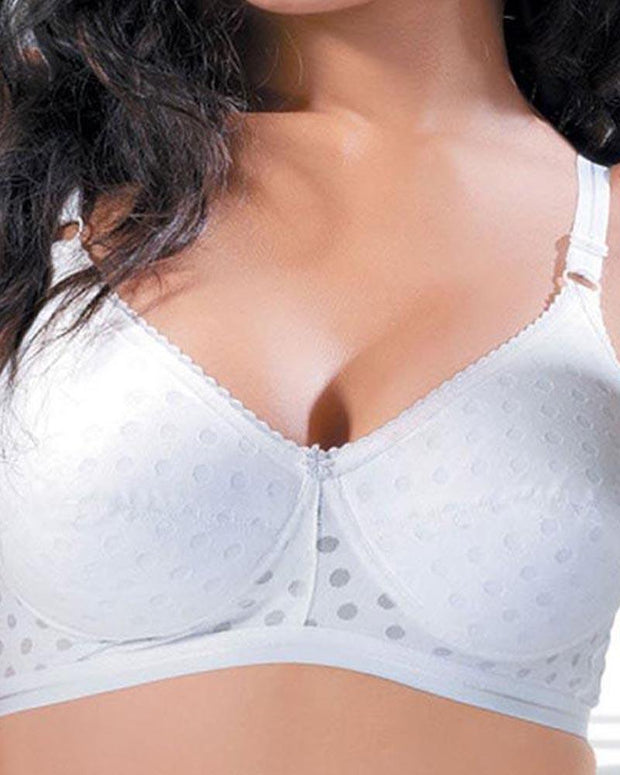 White Dotted Padded Bra - 1576 - Bodycare - White