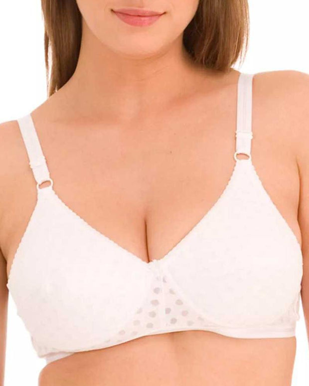 White Dotted Padded Bra - 1576 - Bodycare - White