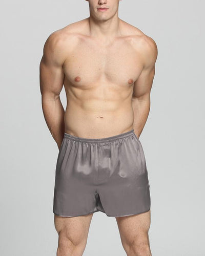 Grey Colour Silk Satin Boxer For Men's - Sb01-Gry