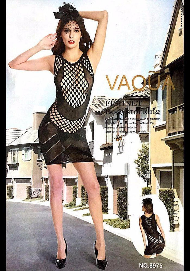 Vaqua Body Stocking Fishnet Dress - Ladies Sexy Net Dresses - 8975 - Body Stocking - diKHAWA Online Shopping in Pakistan