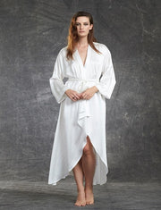 Solid Silk White Tail Gown - Tgwn-Iv