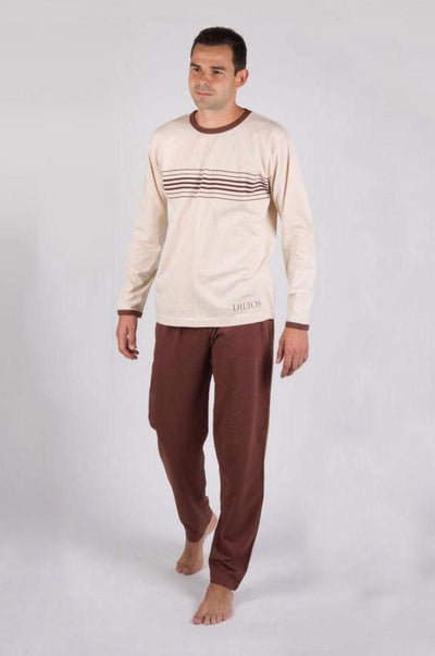 Dilios Branded T-Shirt & Trouser For Men's-Brown & Skin Combo Pack - Mens Nightdress - diKHAWA Online Shopping in Pakistan