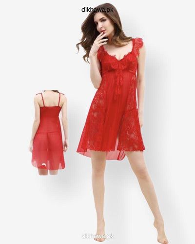 Feballey Short Romantic  Nighty For Women - 8334