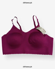 Self Design Cotton Single Padded Bra - Maroon- 2021