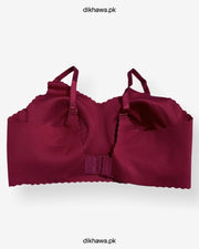 Self Design Cotton Single Padded Bra - Maroon- 2021