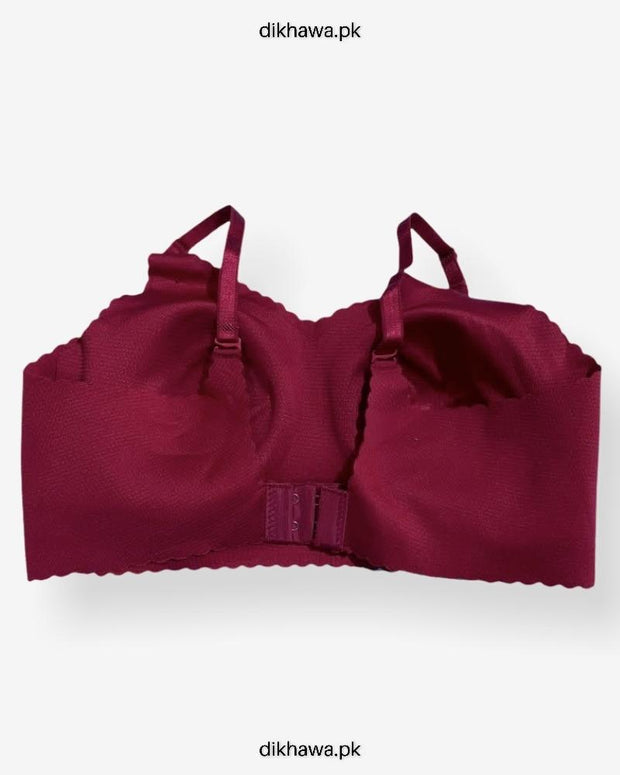 Self Design Cotton Single Padded Bra - Maroon- 2021