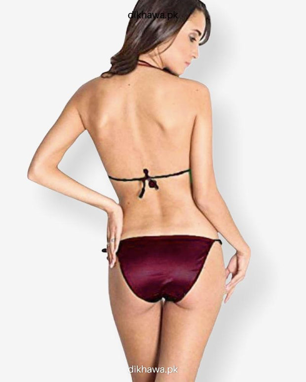 Sexy Bikini - Silk Padded Bikini & Swimwear - Maroon Bikini