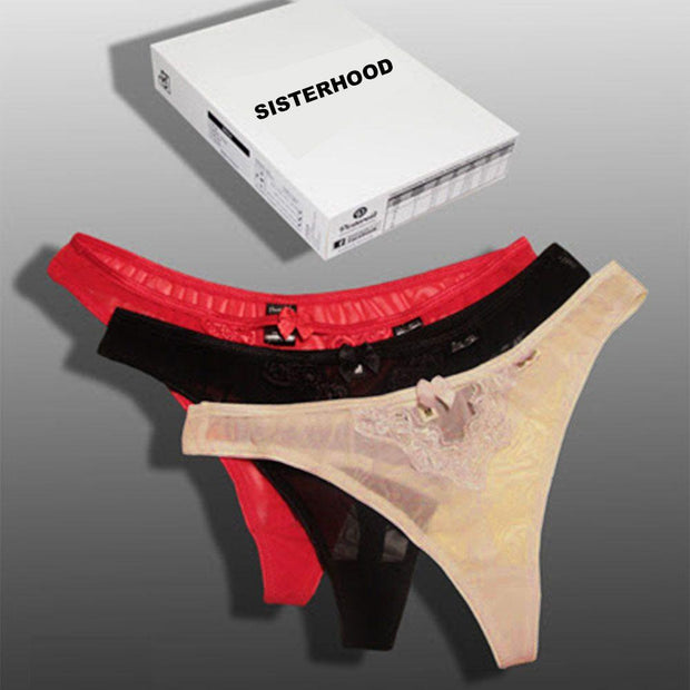 3Pcs Sisterhood Sexy Net Thong Panty  for Ladies - Black, Skin & Red - Thong - diKHAWA Online Shopping in Pakistan